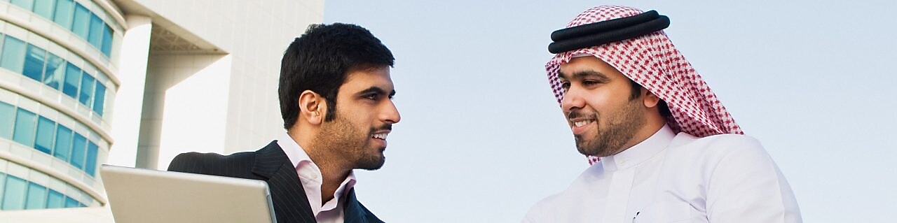 Two businessmen talking