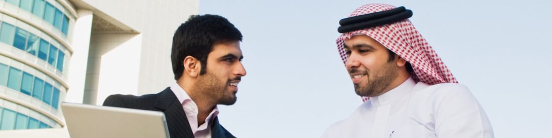 Two businessmen talking