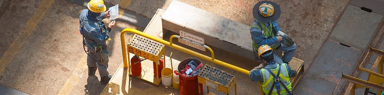 Excavator working in the field, construction