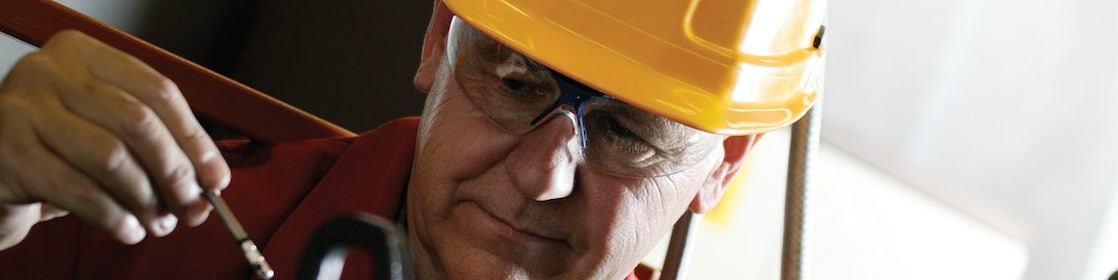 shell worker with helmet