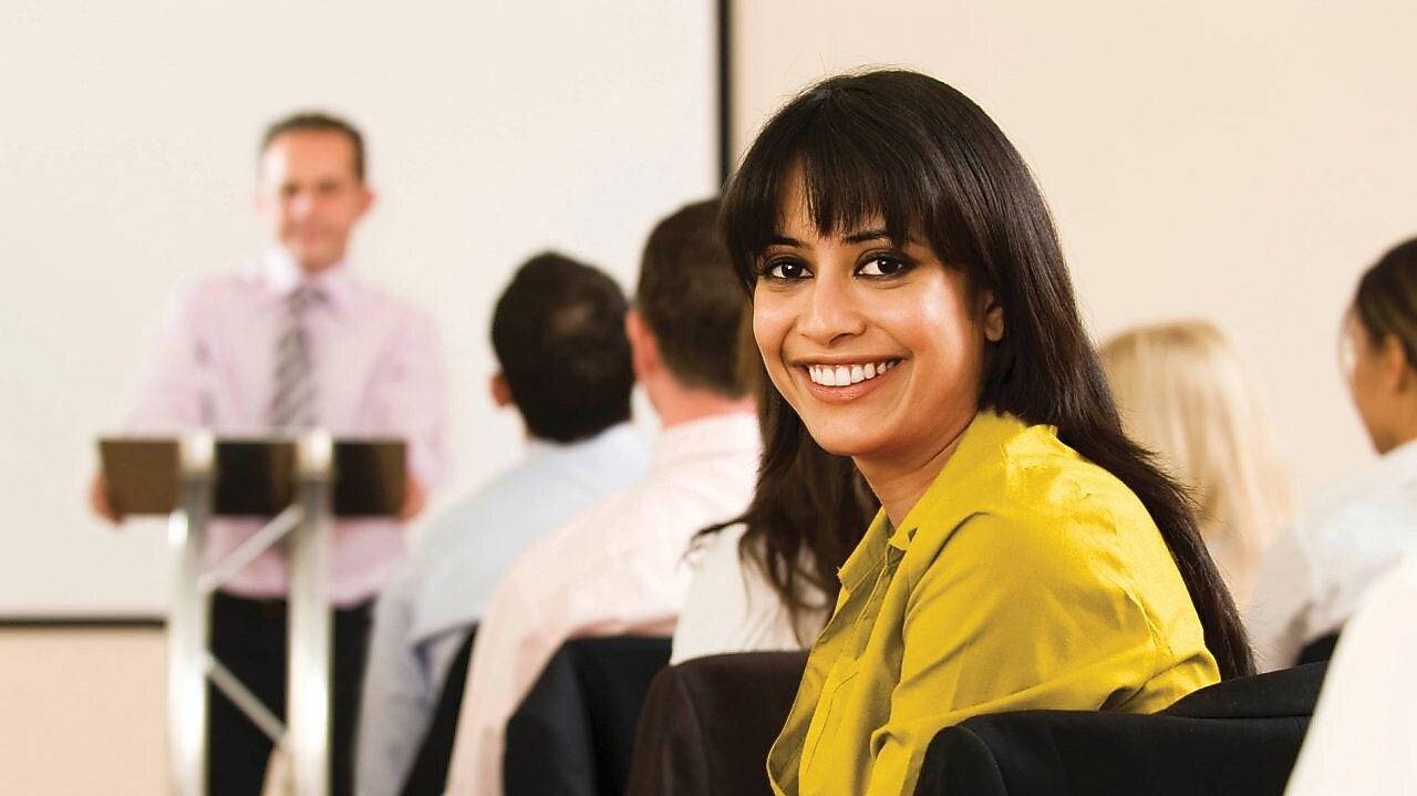 female employee in conference
