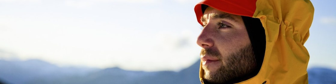 Headshot of a young man at the top of Cypress Peak,Climbing Cypress Peak