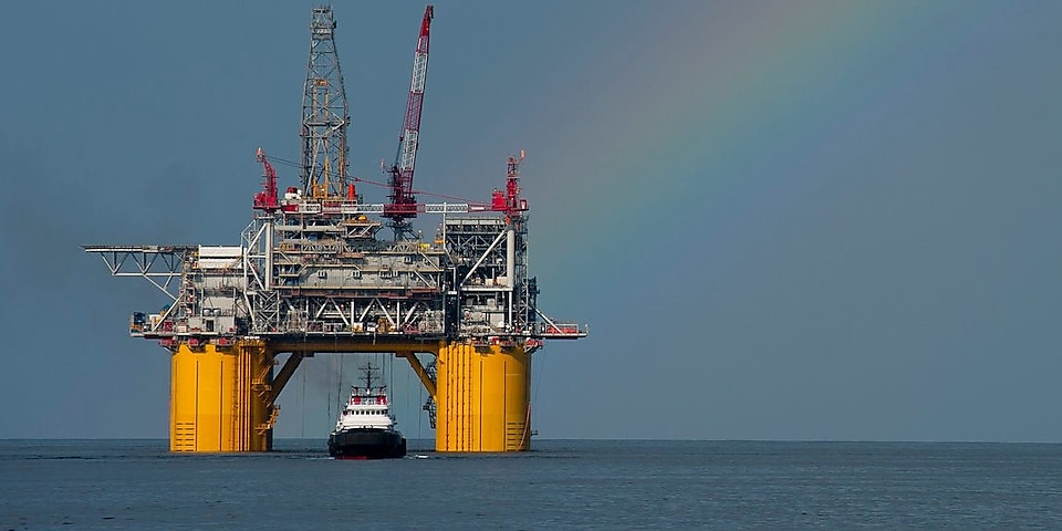 Mars B Platform in the Gulf of Mexico with a rainbow overhead