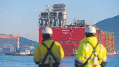 Prelude’s maiden voyage: the facility’s enormous hull takes to the water for the first time