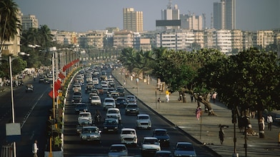 Traffic jam on Marine Drive in Bombay, India